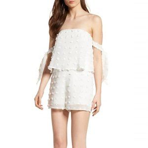 Dee Elly Off the Shoulder White Romper